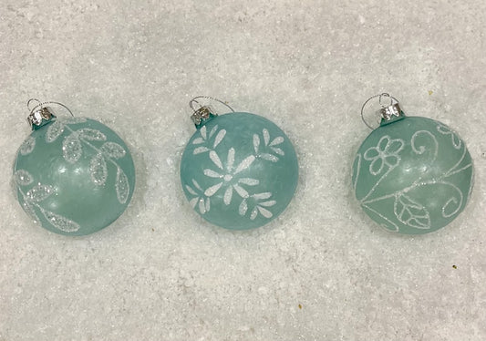 GLASS BAUBLE MINT GREEN SET OF 3 XGFMMI3