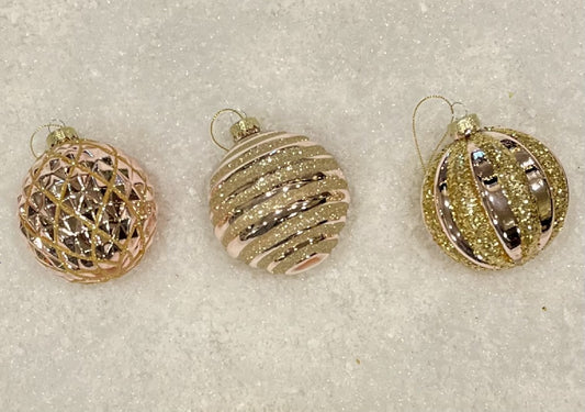 GLASS BAUBLE ROSE GOLD SET OF 3 XGFMRO3