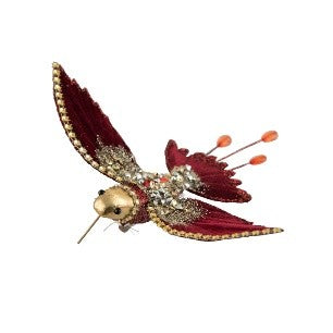 FABRIC CLIP ON HUMMINGBIRD RED XFVFYRE