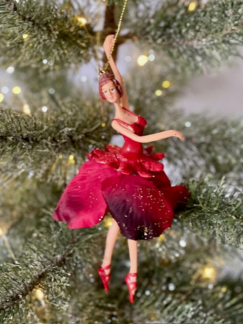 BALLERINA WITH RED DRESS HANGING ORNAMENT XFLABRE