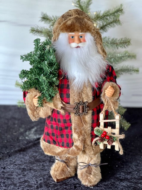 COUNTRY SANTA WITH FUR AND BUFFALO CHECK XMLGBUN