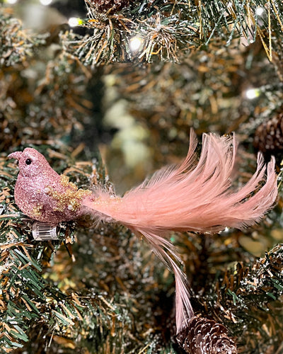 PINK BEADED CLIP ON BIRD XFRTBPK