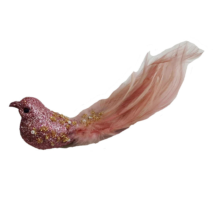 PINK BEADED CLIP ON BIRD XFRTBPK