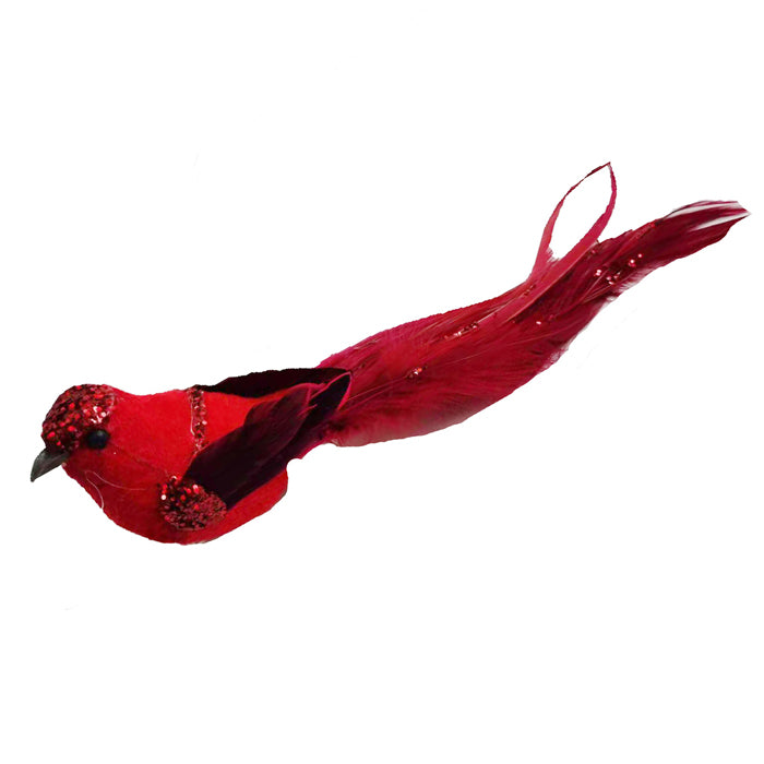 RED SEQUIN COLLAR CLIP ON BIRD XFRTCRD