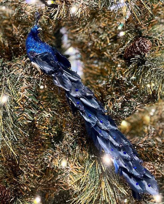 BLUE PEACOCK CLIP ON BIRD XFRTTPB