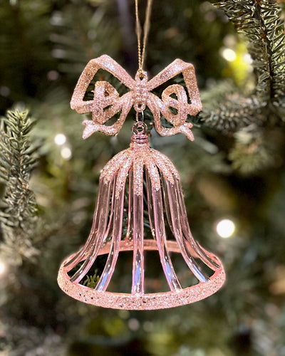 SHATTERPROOF PINK BELL W/ GOLD BELL HANGING ORNAMENT XATNCBE