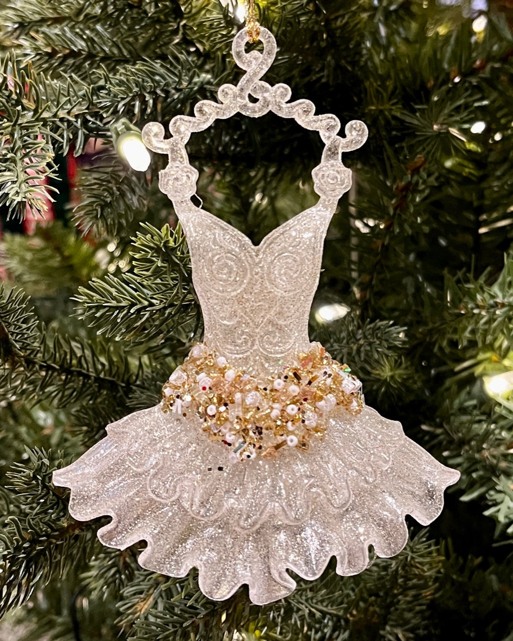 ACRYLIC HANGING BALLET DRESS PEARL GOLD XATNCDG