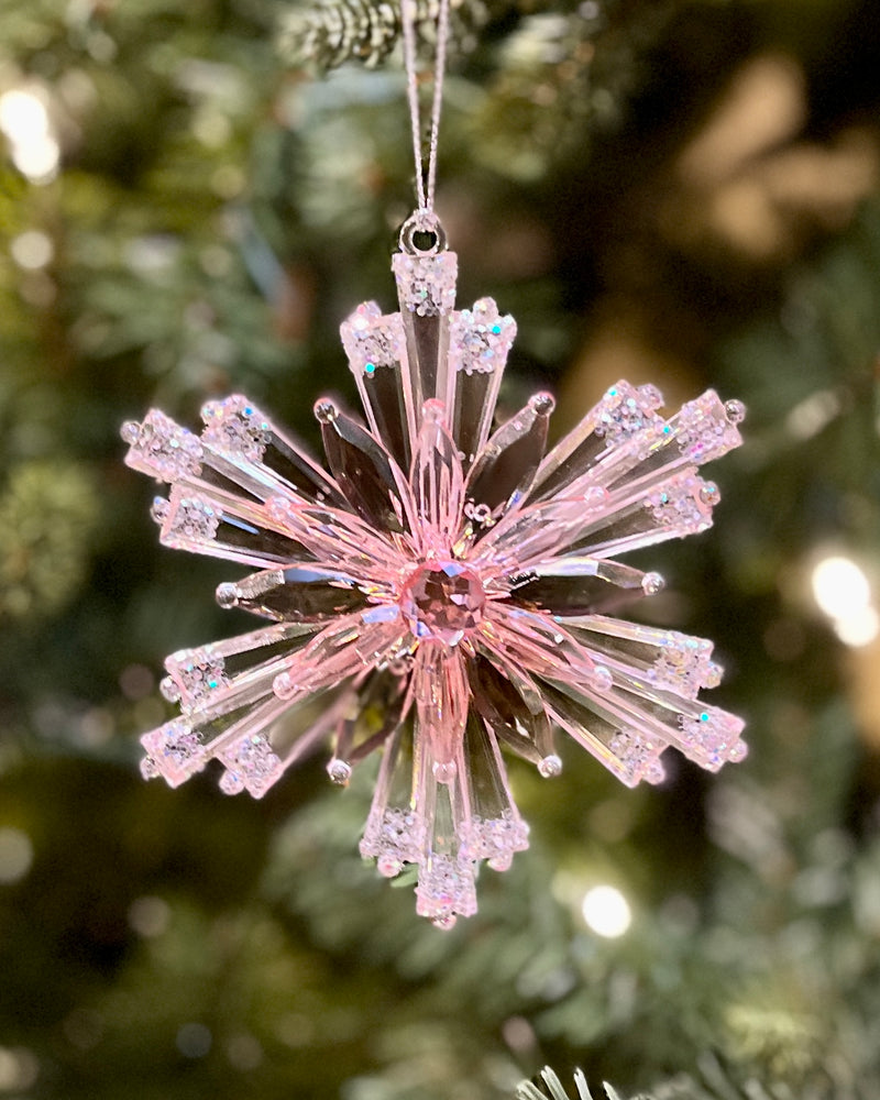 SHATTERPROOF PINK SNOWFLAKE HANGING ORNAMENT XATNCFP