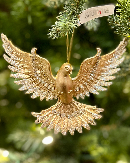 PLASTIC HANGING DOVE GOLD XATNMDG