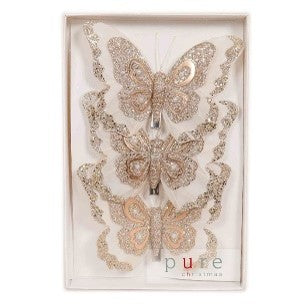 3 PACK CREAM & CHAMPAGNE CLIP ON BUTTERFLY XFXWCH3