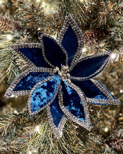 PEACOCK VELOUR WITH JEWEL BRAIDED EDGE CLIP ON FLOWER XFVFBPP