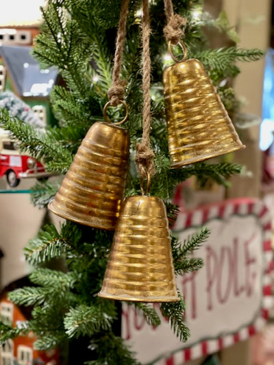 ROPE METAL ANTIQUE GOLD 3 BELL DROP XVNBAG3