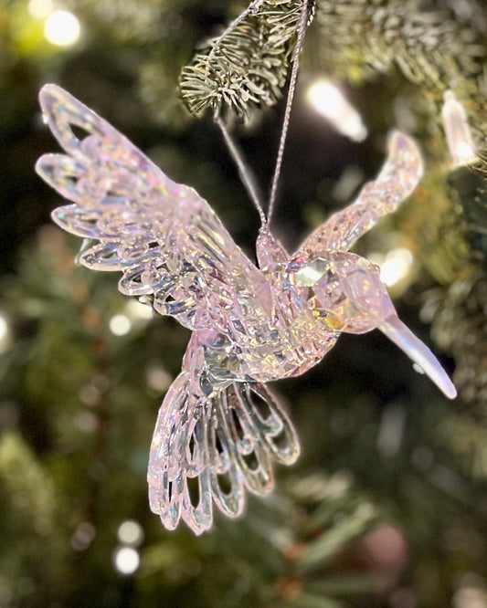 ACRYLIC HUMMINGBIRD CLEAR ORNAMENT XASCIHU