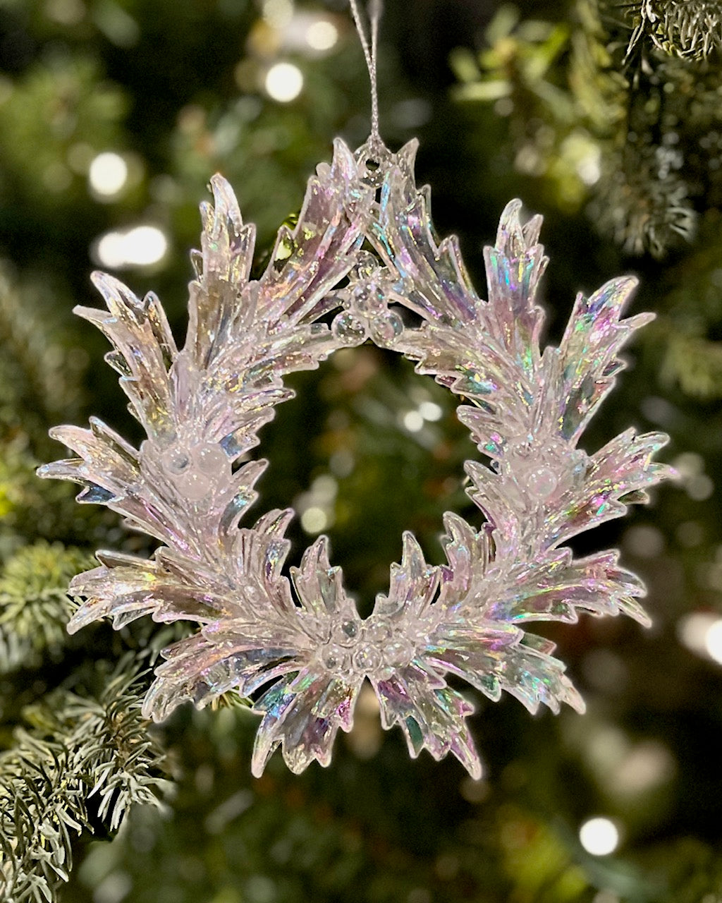 ACRYLIC IRRIDESCENT WREATH CLEAR ORNAMENT XASCIWR