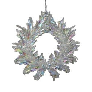 ACRYLIC IRRIDESCENT WREATH CLEAR ORNAMENT XASCIWR
