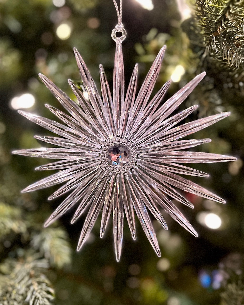 ACRYLIC STARBURST SILVER ORNAMENT XASCSSB