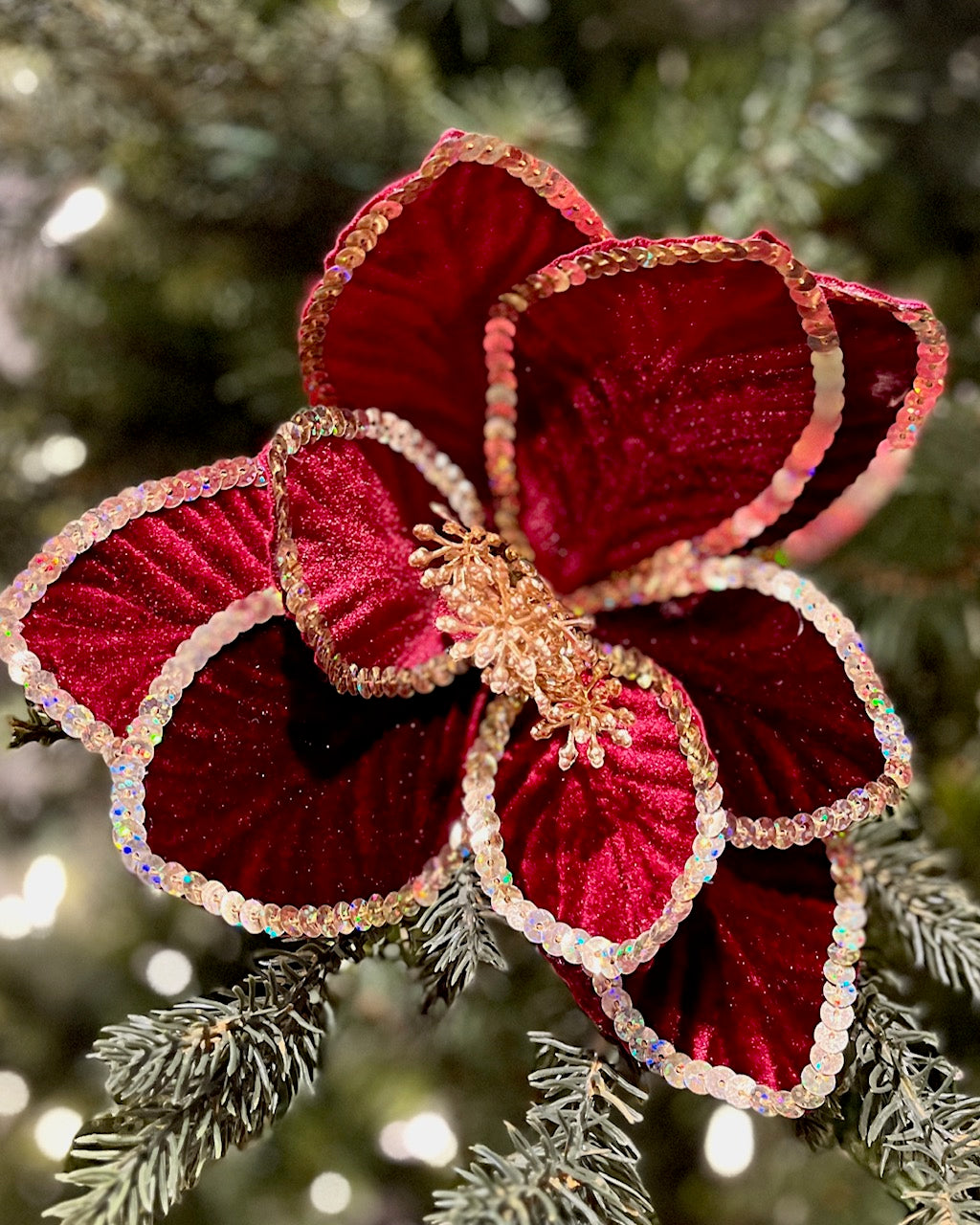 CLIP ON FABRIC PONSTTIA BURGUNDY SEQUIN EDGE XDGZMAG