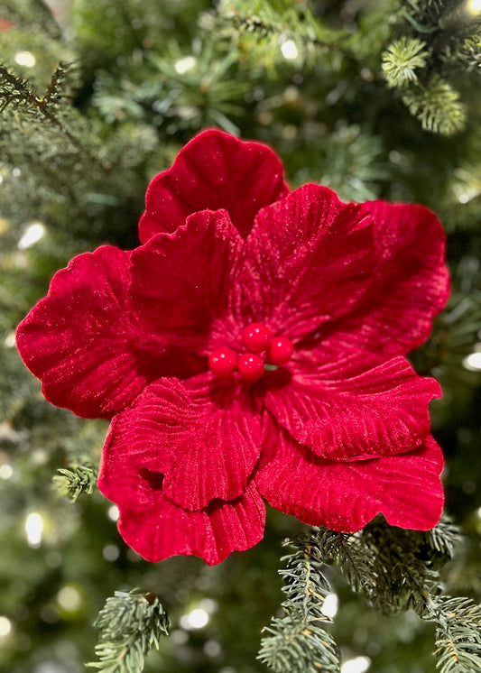CLIP ON FABRIC MAGNOLIA RED W/RED BERRY XDPBOCS