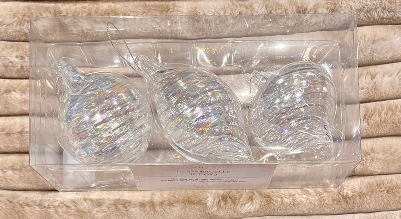 GLASS BAUBLE IRRIDESCENT SET OF 3 XGFNIR3