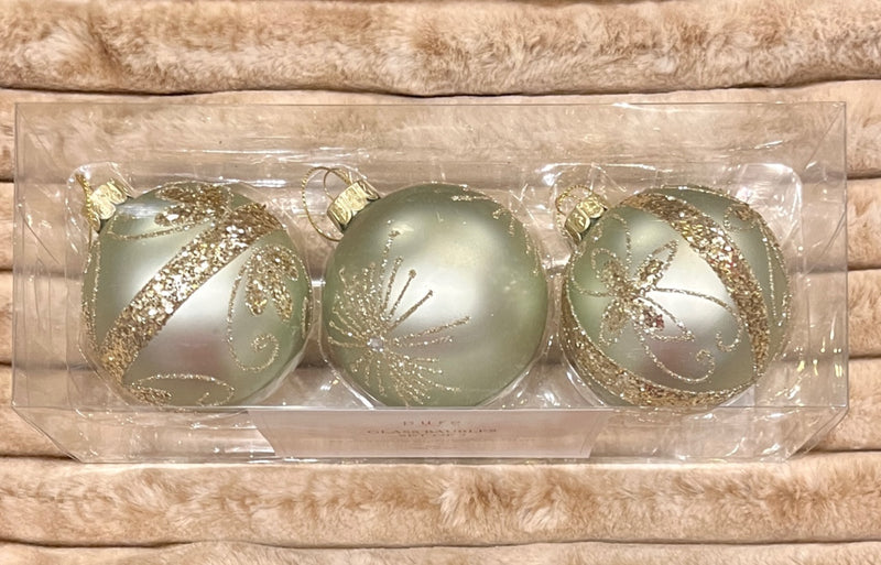 GLASS BAUBLE TIFFANY GOLD SET OF 3 XGFNTG3