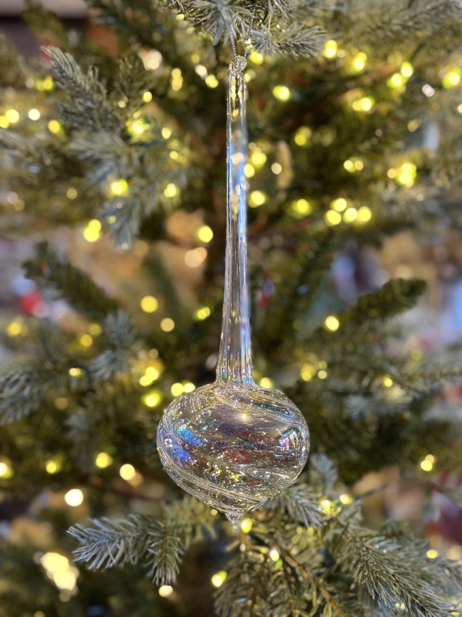 PEARL IRRIDESCENT ONION DROP GLASS HANGING ORNAMENT XGMACFB