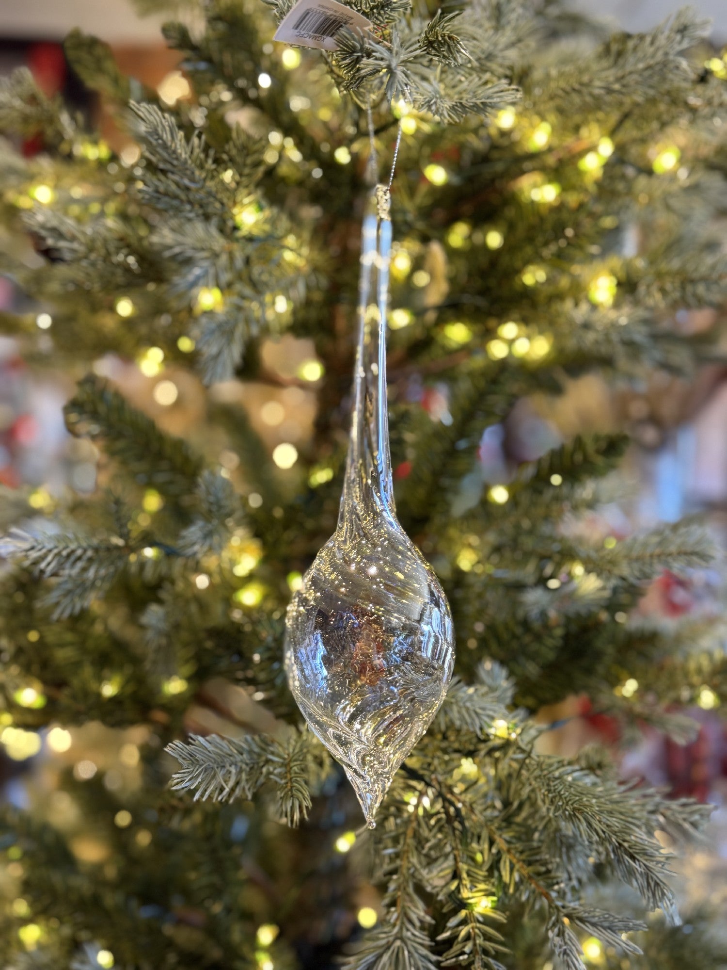 PEARL IRRIDESCENT FINIAL DROP GLASS HANGING ORNAMENT XGMACFC