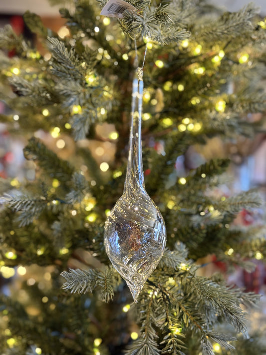 PEARL IRRIDESCENT FINIAL DROP GLASS HANGING ORNAMENT XGMACFC