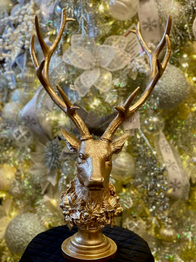 GOLD DEER HEAD ON STAND XNHDHGO