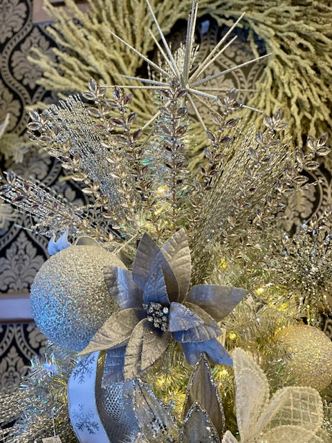METAL SILVER GLITTER LEAF SPRAY XVAWFSL