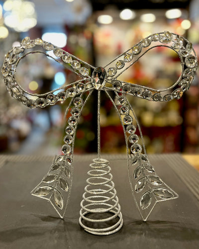 METAL SILVER GLITTER BOW TOPPER XVAWTSB