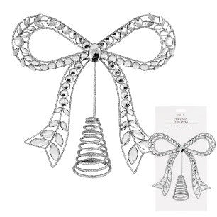 METAL SILVER GLITTER BOW TOPPER XVAWTSB