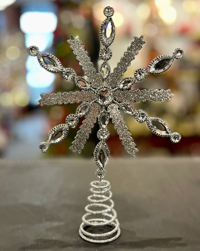 METAL SILVER GLITTER MORAVIAN STAR TOPPER XVAWTSM