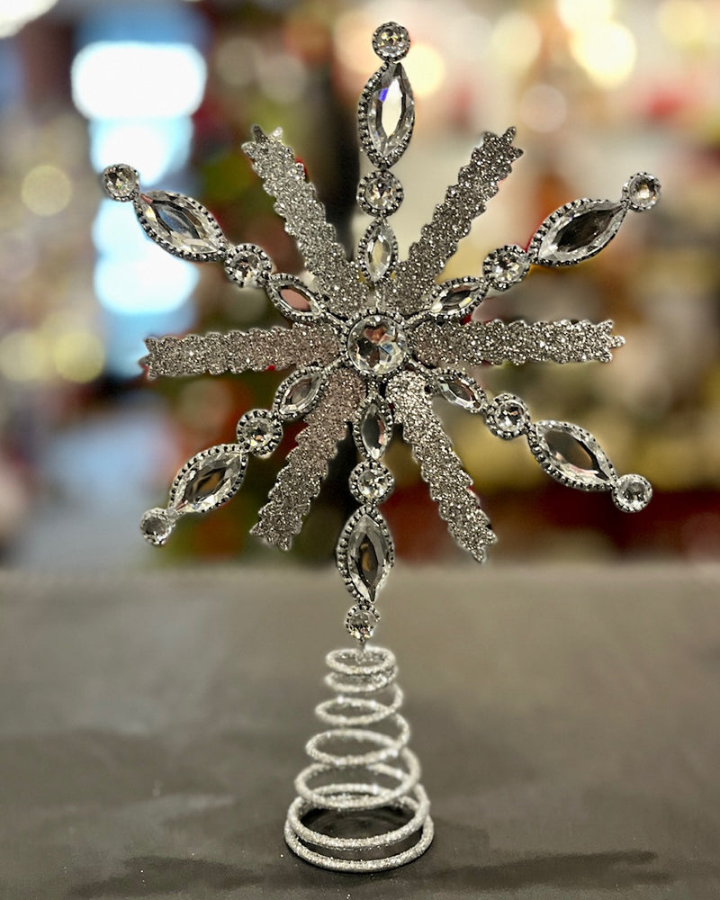 METAL SILVER GLITTER MORAVIAN STAR TOPPER XVAWTSM