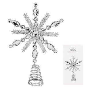 METAL SILVER GLITTER MORAVIAN STAR TOPPER XVAWTSM