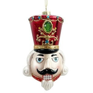 GLASS NUTCRACKER HEAD ORNAMENT RED XGHQNRE