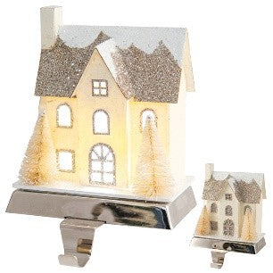 LED HOUSE STOCKING HANGER WHITE CREAM XVKHHCH
