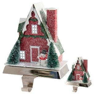 LED HOUSE STOCKING HANGER RED CHALET XVKHRCH