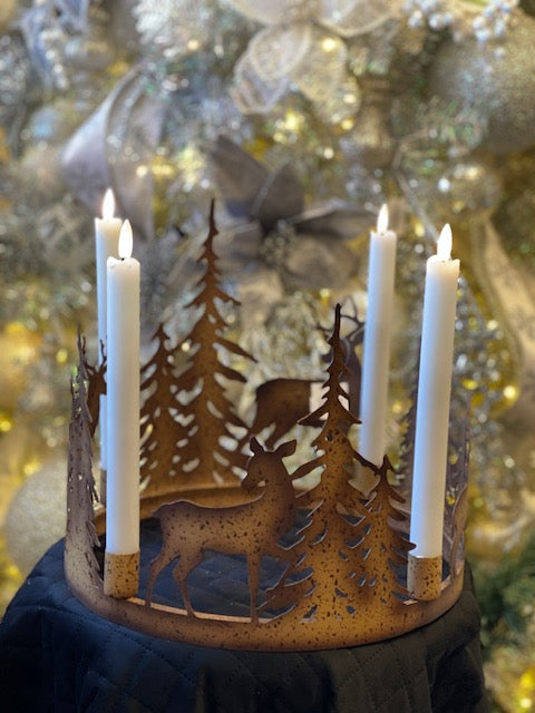 RUSTIC WOODLAND DEER METAL CUT OUT CANDLE HOLDER XVTBDCH