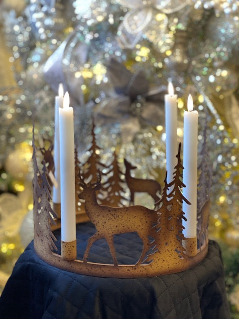 RUSTIC WOODLAND DEER METAL CUT OUT CANDLE HOLDER XVTBDCH
