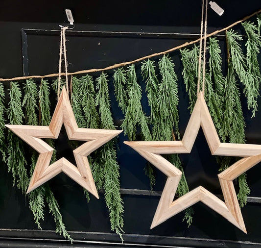 WOODEN STAR NATURAL HANGING SMALL XWDHSTS