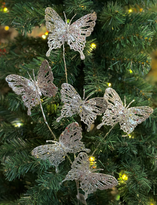 SILVER GLITTER BUTTERFLY SPRAY XDVBBSS