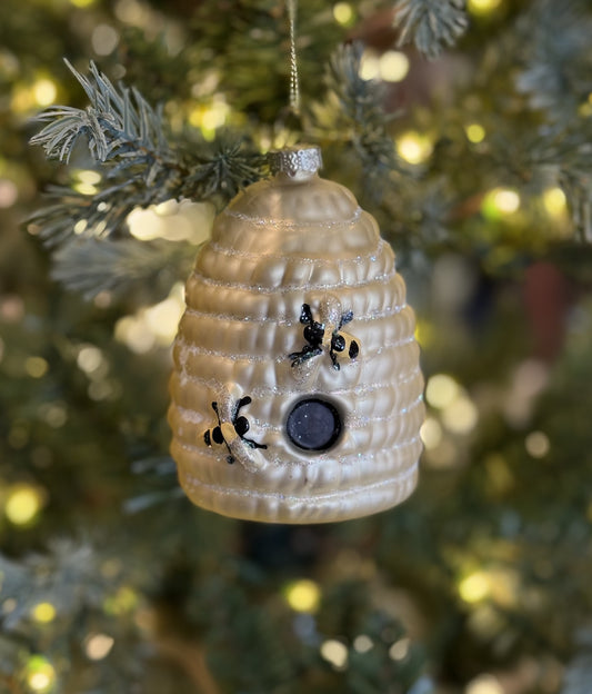 BEE HIVE GLASS HANGING ORNAMENT XGMBSHV