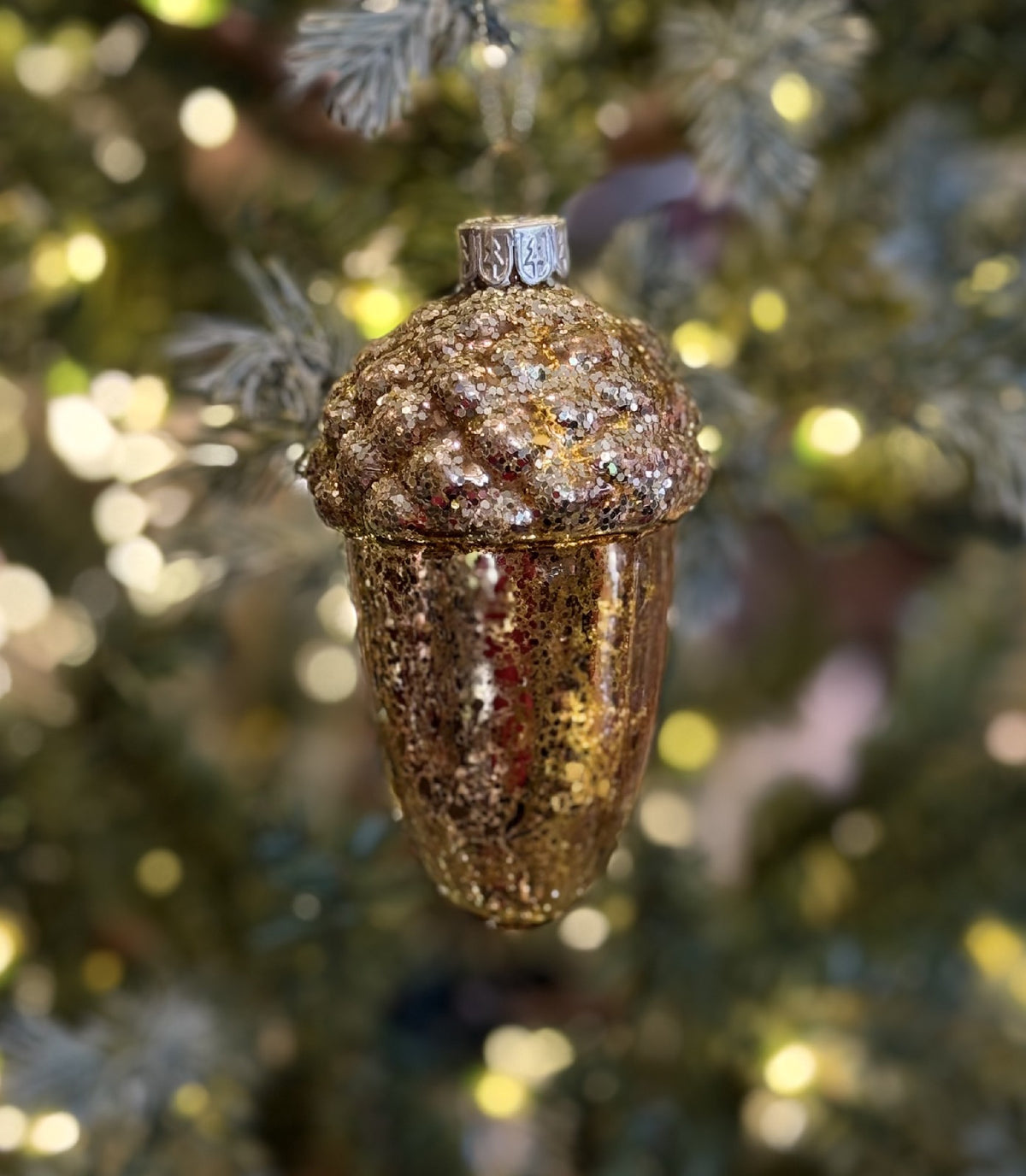COPPER ACORN GLASS HANGING ORNAMENT XGMBWAC