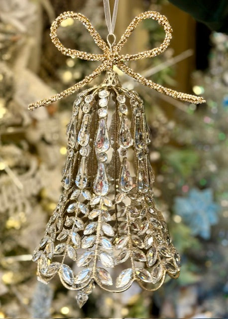 LARGE JEWELLED BOW BELL HANGING ORNAMENT XVAXBBL