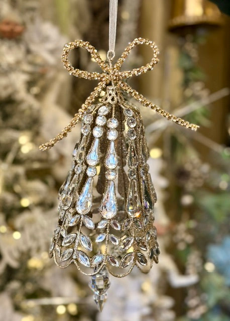 SMALL JEWELLED BOW BELL HANGING ORNAMENT XVAXBBS