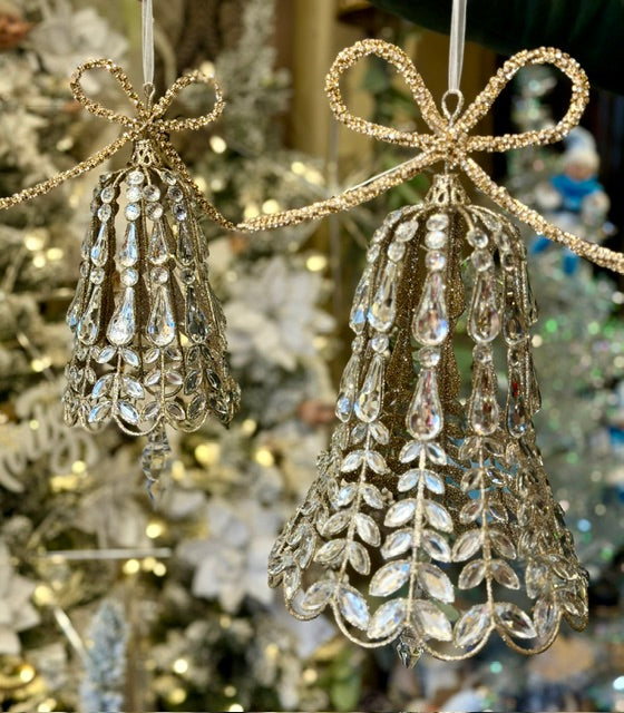 SMALL JEWELLED BOW BELL HANGING ORNAMENT XVAXBBS