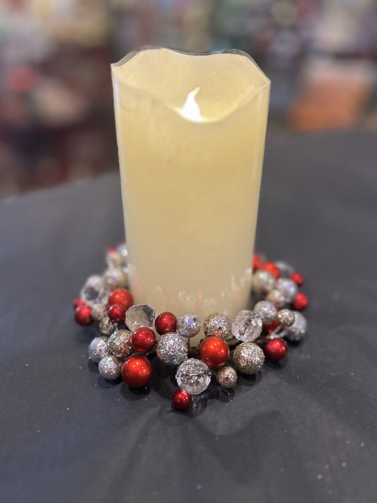 SILVER/GOLD/RED CANDLE RING XX11040