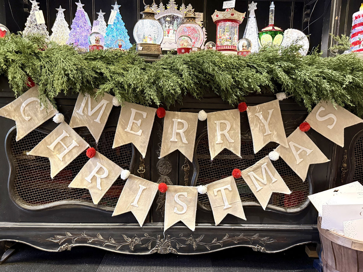Merry Christmas Bunting 150cm Cream/Wht XX10488