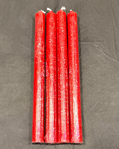 PACK OF 4 RED TAPERED WAX CANDLES XX4254