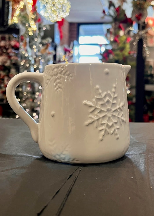 WHITE CHRISTMAS SNOWFLAKE CERAMIC JUG XX8696
